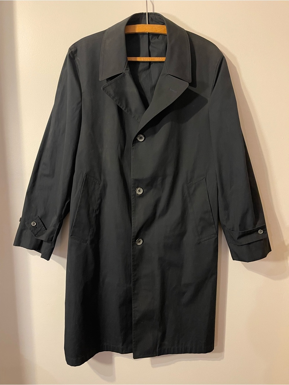 Vintage London Fog Maincoats Black Calibre Cloth Trench Coat 42R